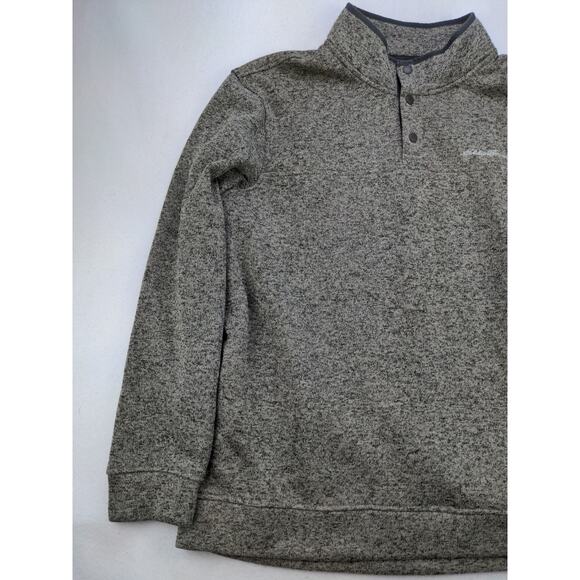 Mens Eddie Bauer Radiator Fleece Snap Mock Pullover Sweater XXL 2XL Gray Heather - Picture 3 of 11